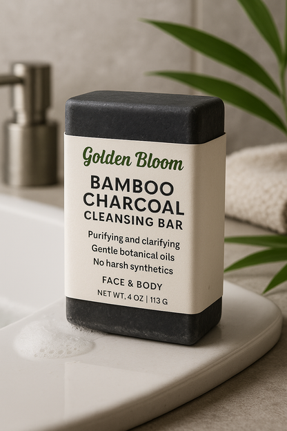 🖤Golden Bloom🖤 - Detoxifying Bamboo Charcoal Blackhead Removal Soap Bar✨